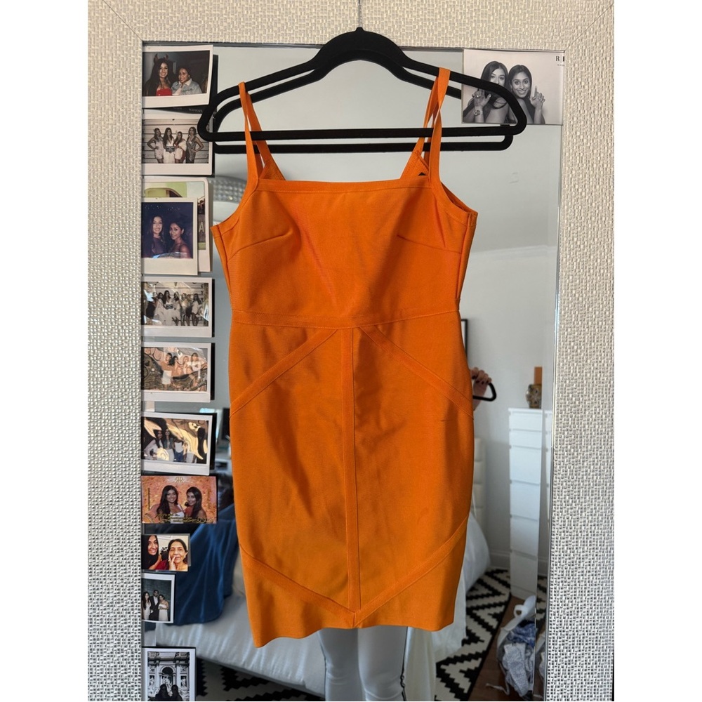 PrettyLittlething bodycon orange mini dress size 6